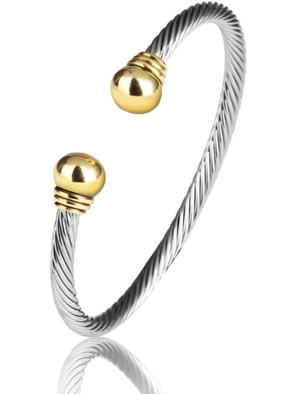Elegant Thin Twisted Cable Wire Bangle Bracelet with Gemstones - Perfect Holiday